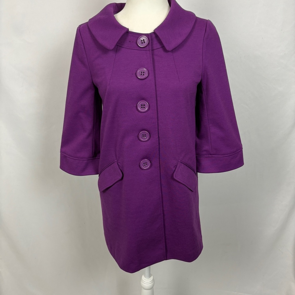 BB Dakota Purple Pea Coat 3/4 Sleeve Women's Small